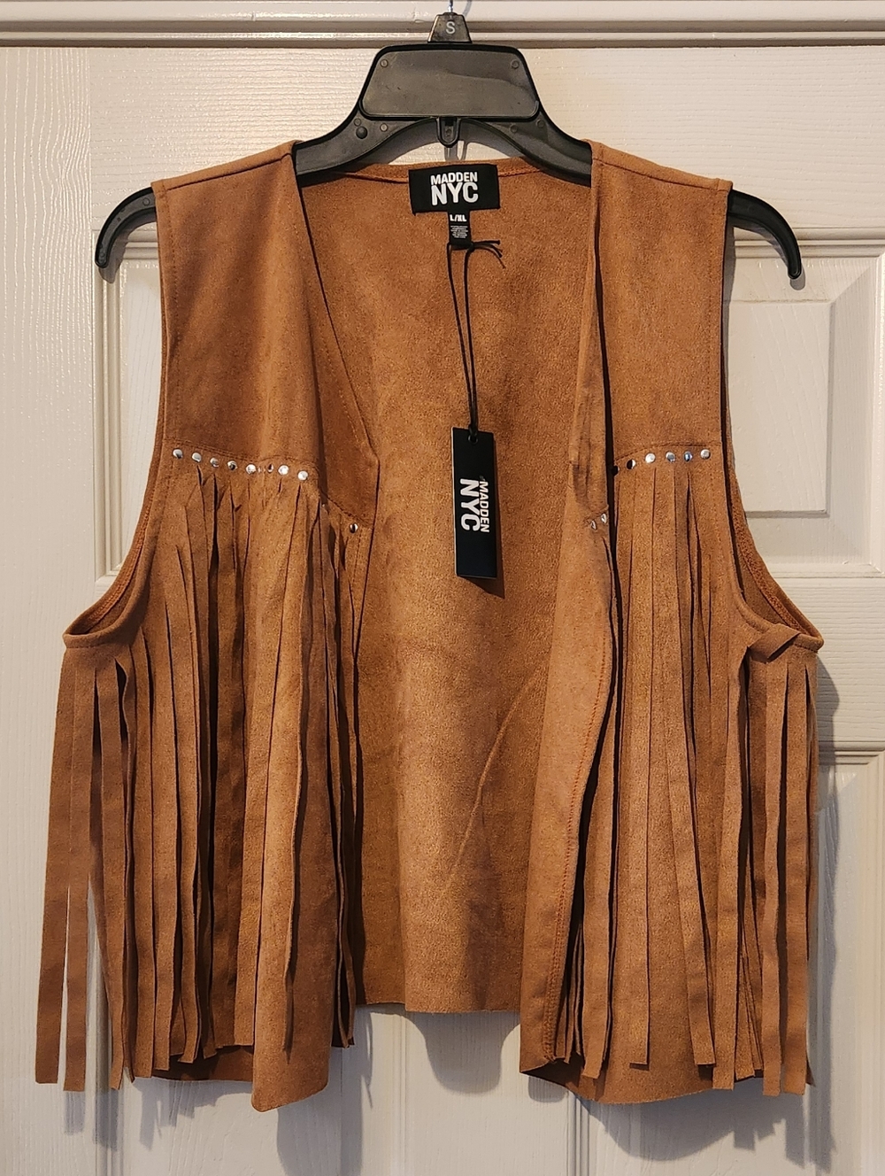 Madden NYC Women's Suede Fringe Vest - Brown